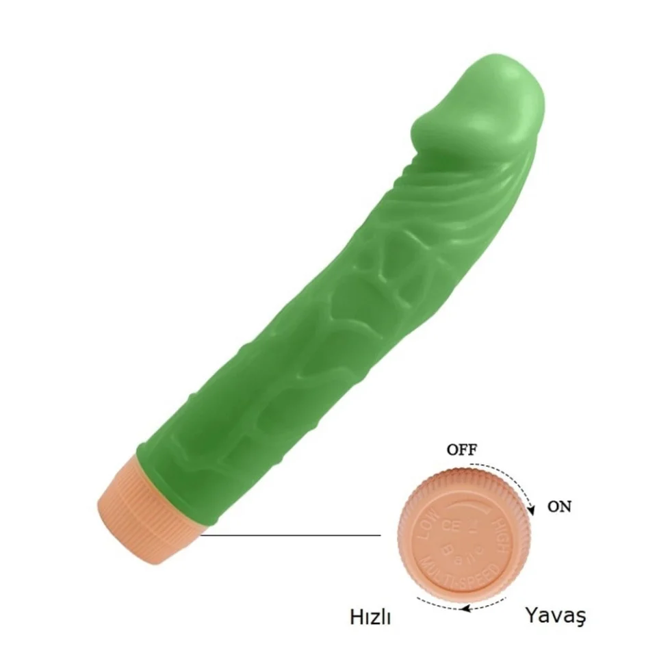 #329 - 22,5 cm Floresan Titreşimli Realistik Vibratör Penis Dildo