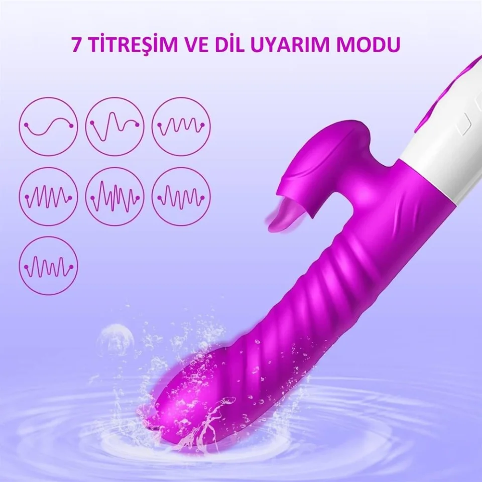 #3737 - USB Şarjlı 7 Dil ve Titreşim Uyarım Fonksiyonlu Isıtmalı Vibratör