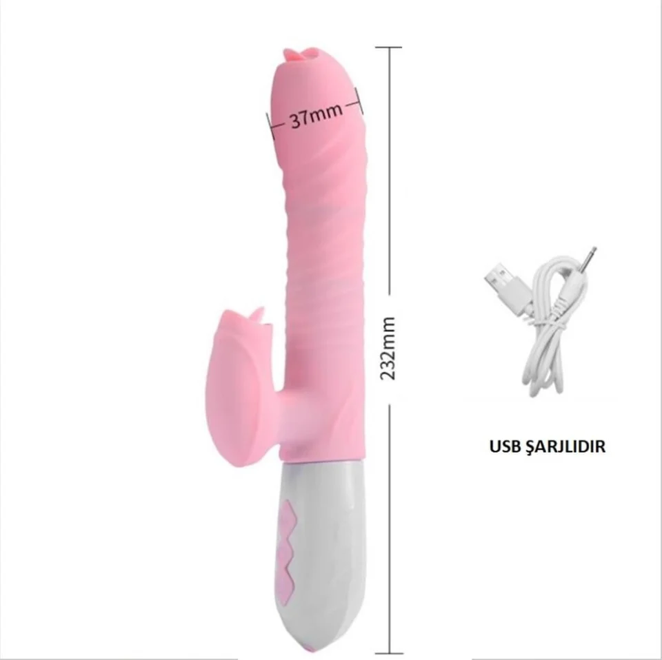 #3739 - USB Şarjlı 7 Dil ve Titreşim Uyarım Fonksiyonlu Isıtmalı Vibratör