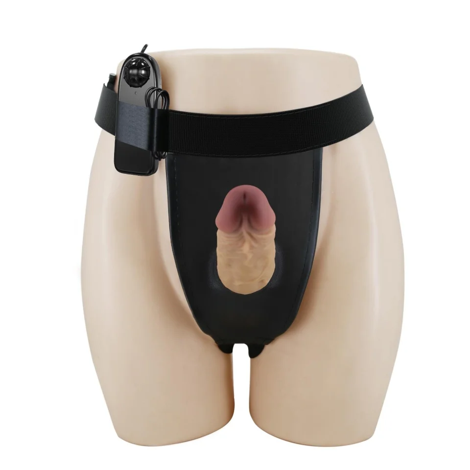 #3771 - 17,5 cm Titreşimli Belden Bağlamalı İçi Boş 7 cm Dolgulu Strapon Penis