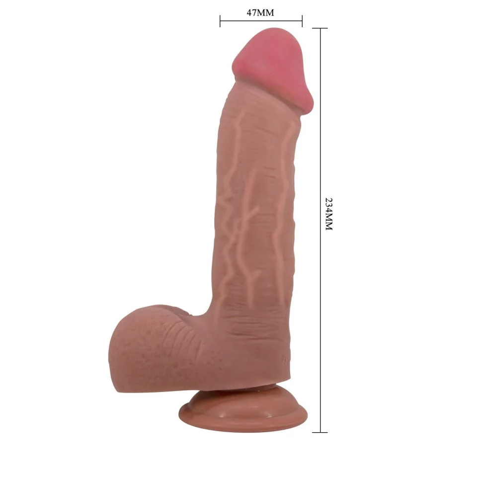#3776 - Belden Bağlamalı 23,4 cm Çift Katmanlı Gerçekçi Dildo Penis Melez