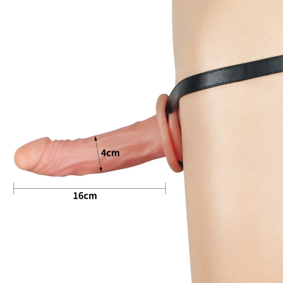 #3860 - 16 cm İçi Boş Belden Bağlamalı Realistik Testissiz Penis Strapon