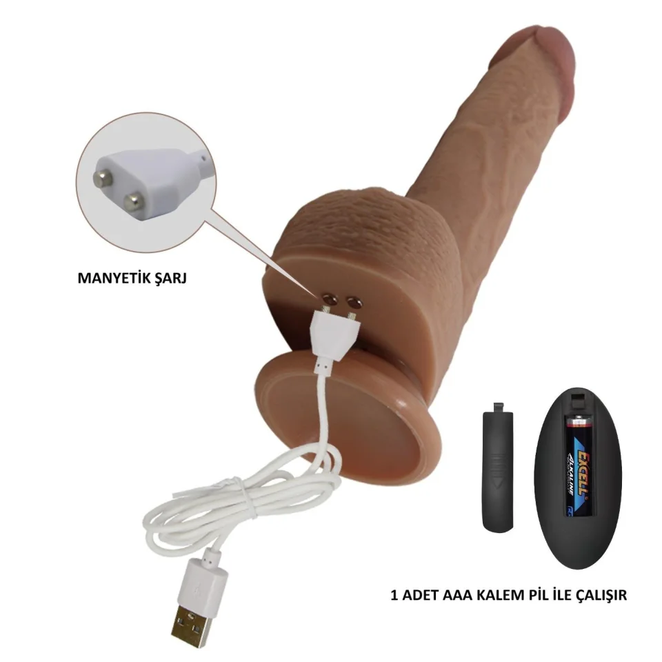 #3863 - Belden Bağlamalı 22,5 cm İleri Geri Hareketli Uzaktan Kumandalı Dildo