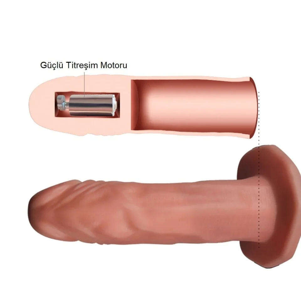 #3873 - 10 Fonksiyonlu Titreşimli İçi Boş Protez Belden Bağlamalı 16cm Strapon