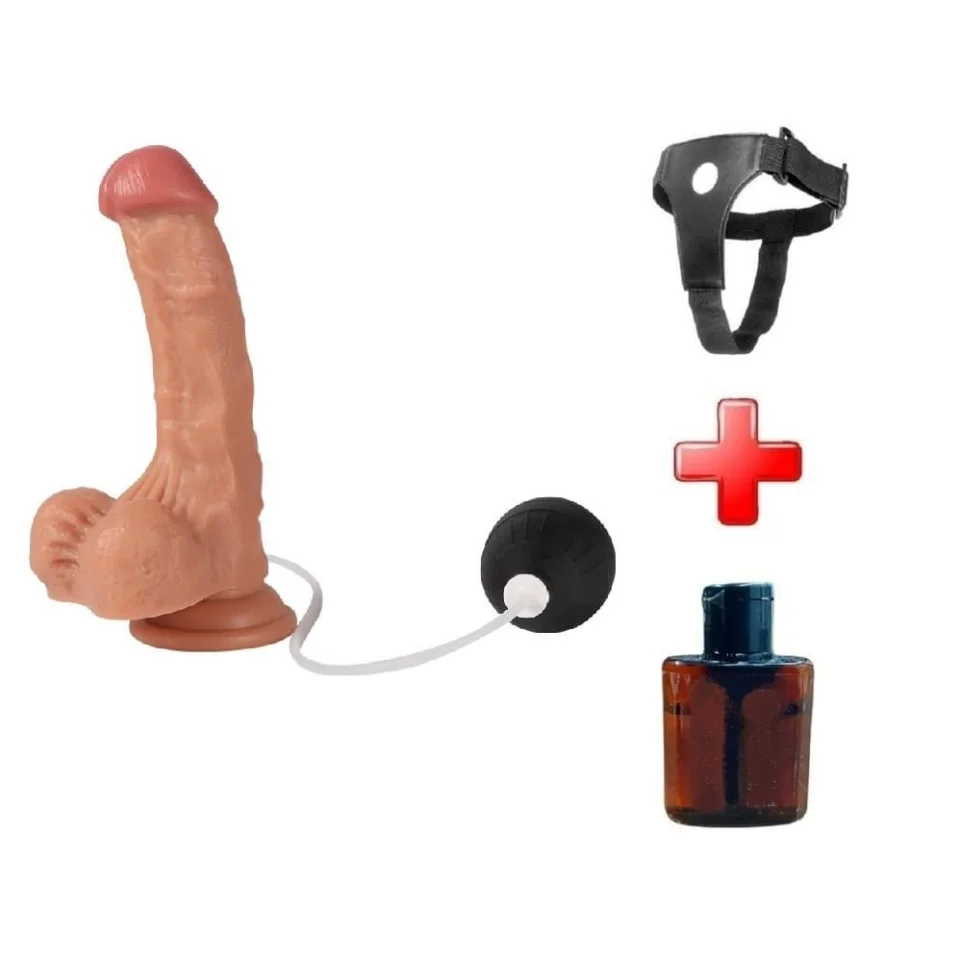 #3951 - Belden Bağlamalı Su Fışkırtmalı Vantuzlu Ten Dokulu 18 cm Penis