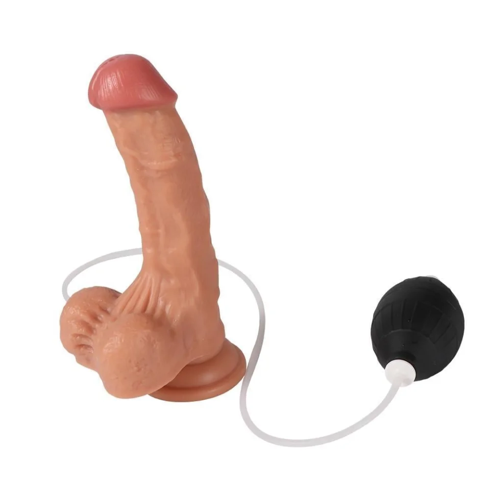 #3954 - Belden Bağlamalı Su Fışkırtmalı Vantuzlu Ten Dokulu 18 cm Penis