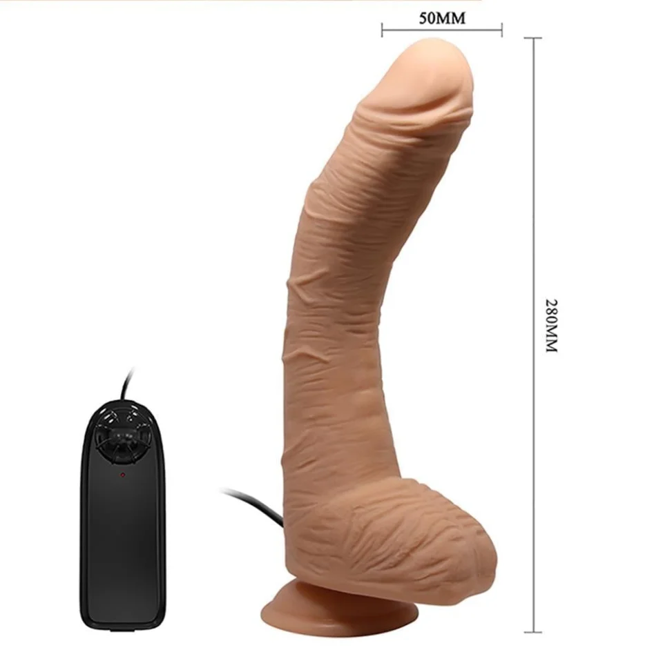 #3969 - Belden Bağlamalı 28 cm Titreşimli Gerçekçi Kalın Dildo Penis - Alex