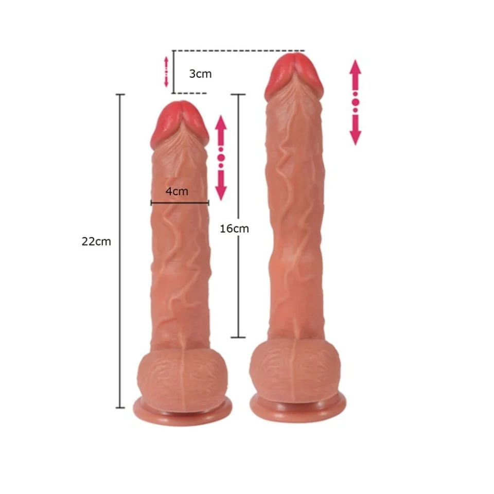 #355 - 22 cm USB Şarjlı İleri Geri Hareketli Gerçekçi Silikon Vantuzlu Penis