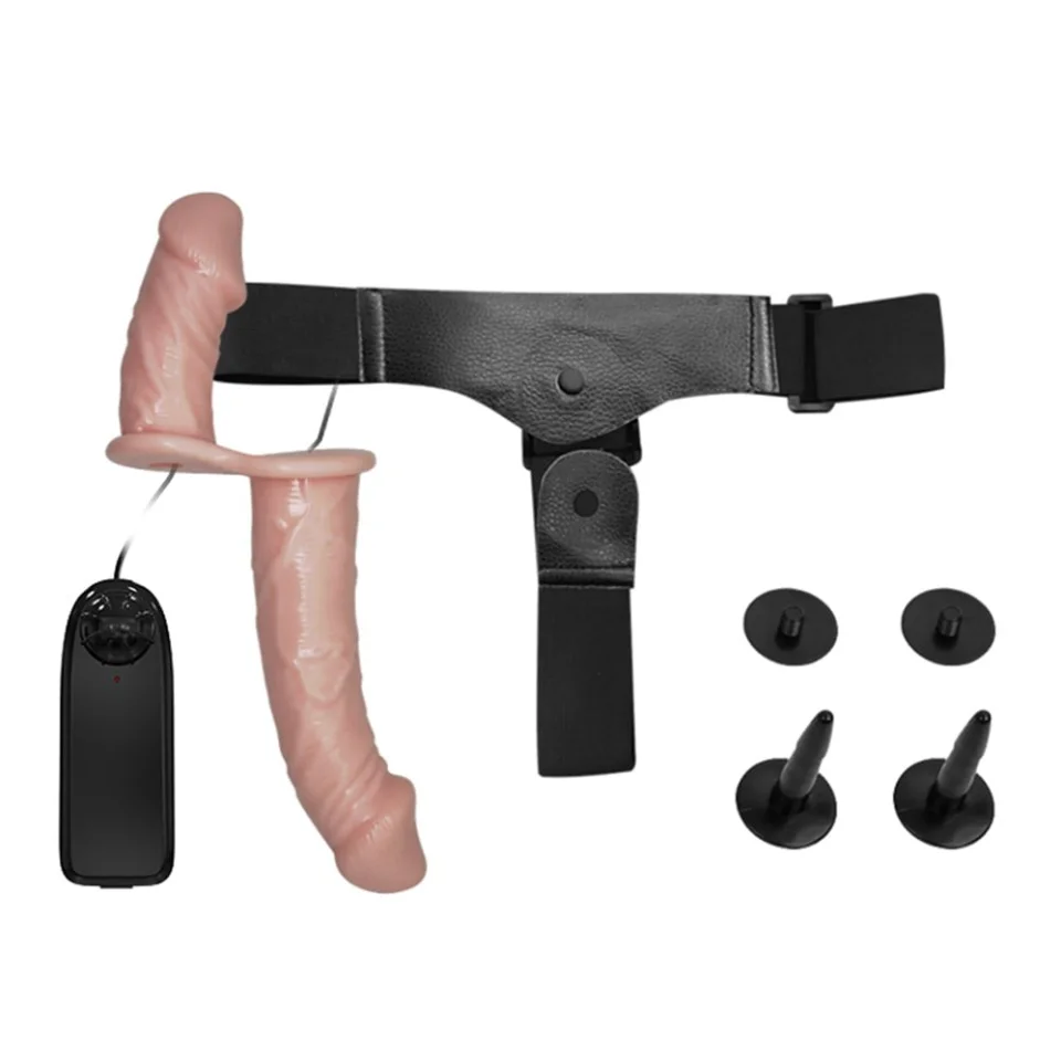 #3978 - 17,5 cm Belden Bağlamalı Çift Taraflı Titreşimli Penis