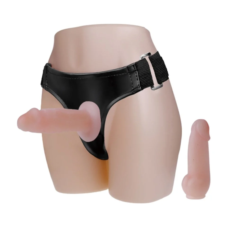 #4057 - Belden Bağlamalı İçi Dolu Çift Strapon Penis