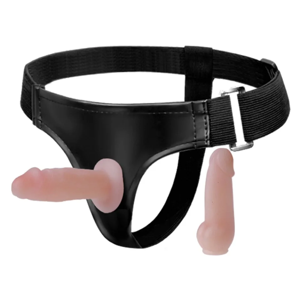 #4058 - Belden Bağlamalı İçi Dolu Çift Strapon Penis