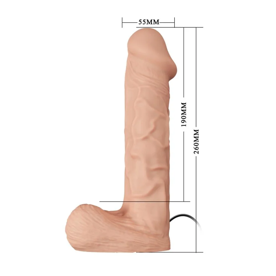 #4088 - 26 cm Belden Bağlamalı İçi Dolu Titreşimli Büyük Strapon Penis