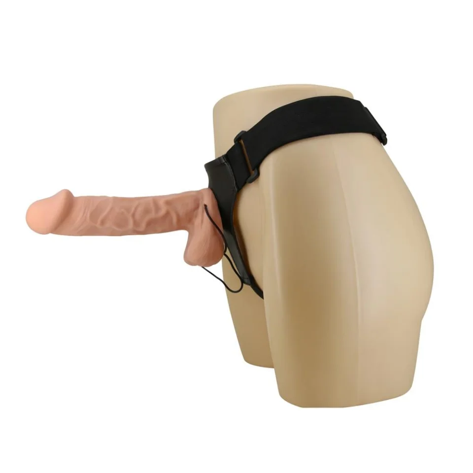 #4096 - 26 cm Belden Bağlamalı İçi Dolu Titreşimli Büyük Strapon Penis