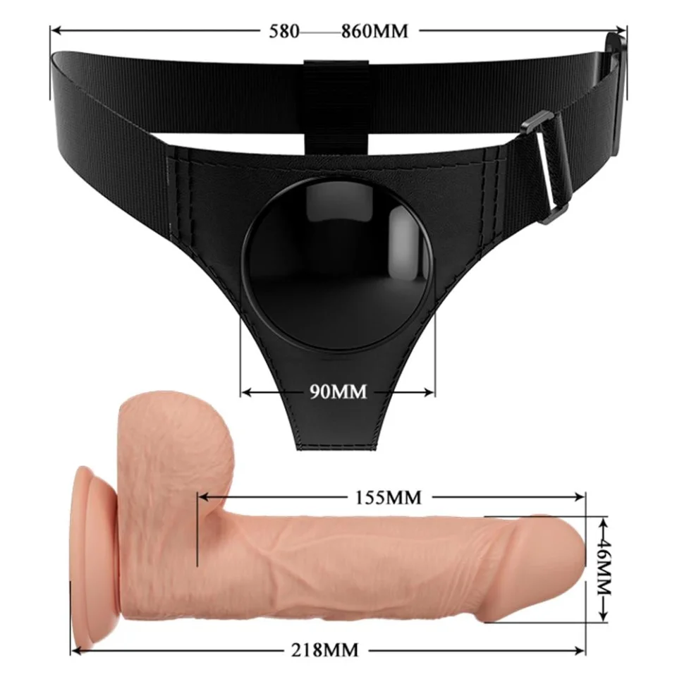 #4121 - 21,8 cm Belden Bağlamalı İçi Dolu Strapon Penis