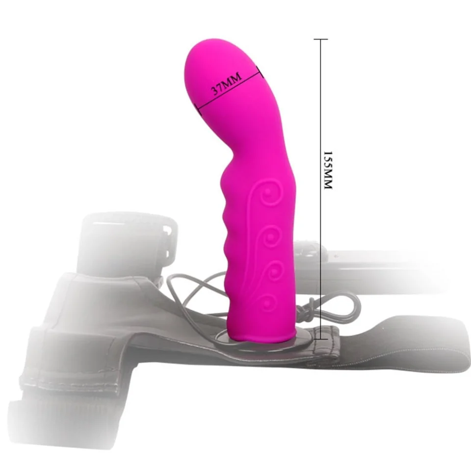 #4125 - 15,5 cm Belden Bağlamalı İçi Dolu Titreşimli Strapon Dildo