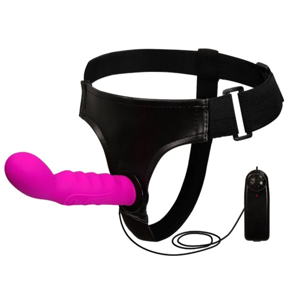 #4128 - 15,5 cm Belden Bağlamalı İçi Dolu Titreşimli Strapon Dildo