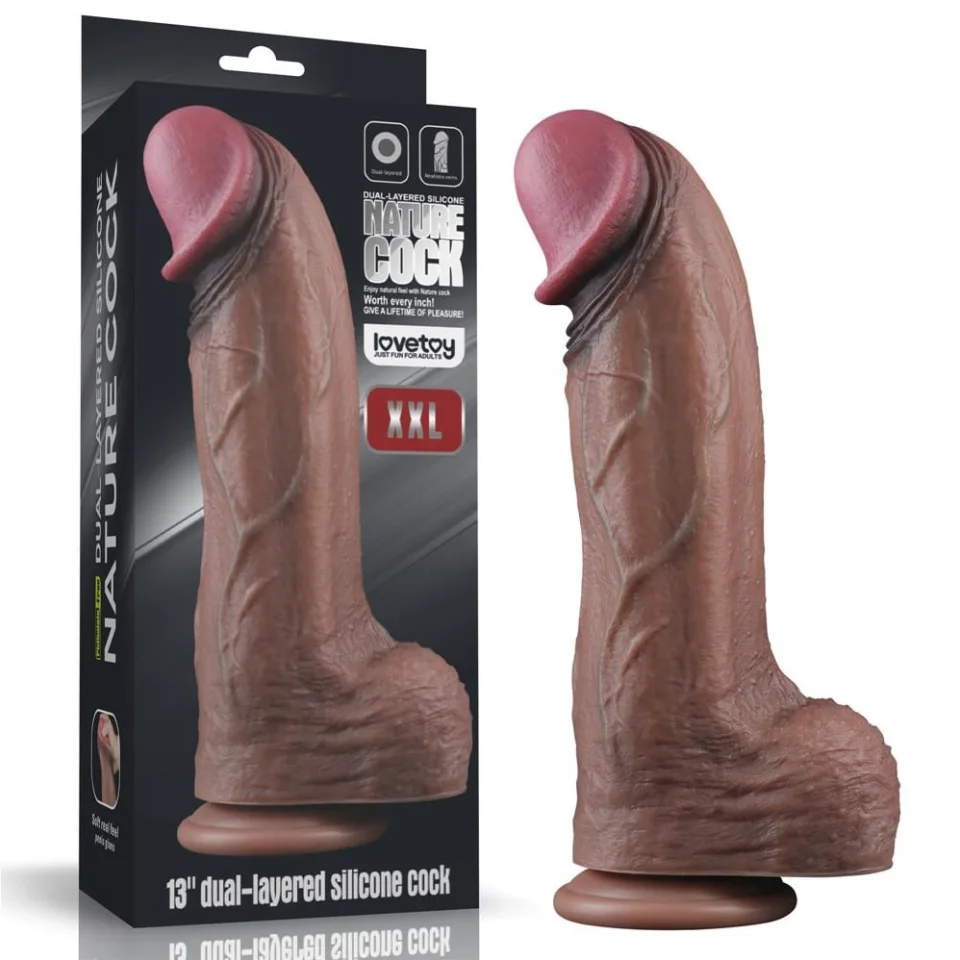 #4161 - Belden Bağlamalı Yeni Nesil Çift Katmanlı 33 cm Dev Melez Dildo