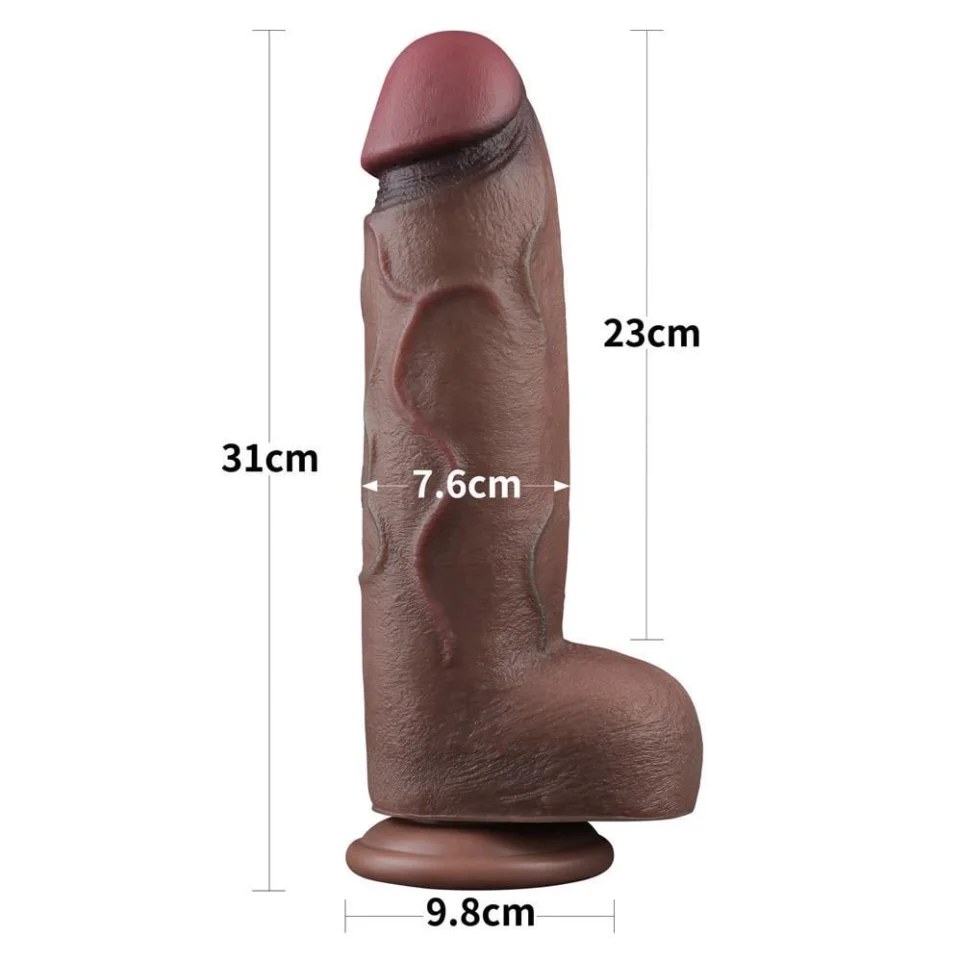 #4177 - Belden Bağlamalı Yeni Nesil Çift Katmanlı 31 cm Dev Melez Dildo