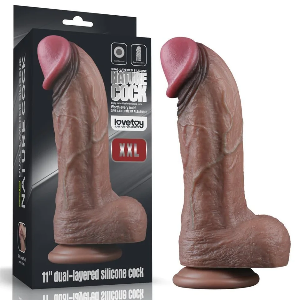 #4184 - Belden Bağlamalı Yeni Nesil Çift Katmanlı 28 cm Dev Melez Dildo