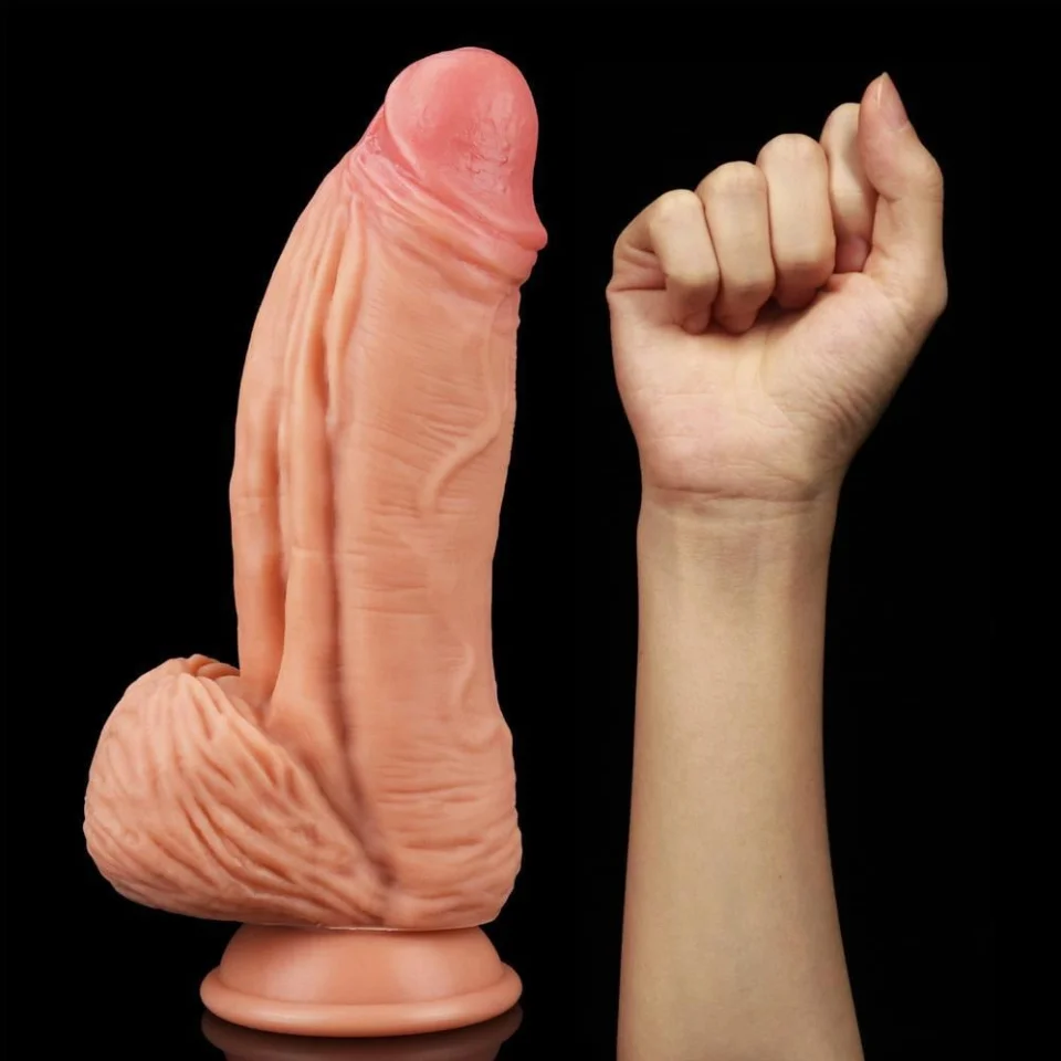 #4202 - Belden Bağlamalı Yeni Nesil Çift Katmanlı 24,5cm Realistik Dildo Penis