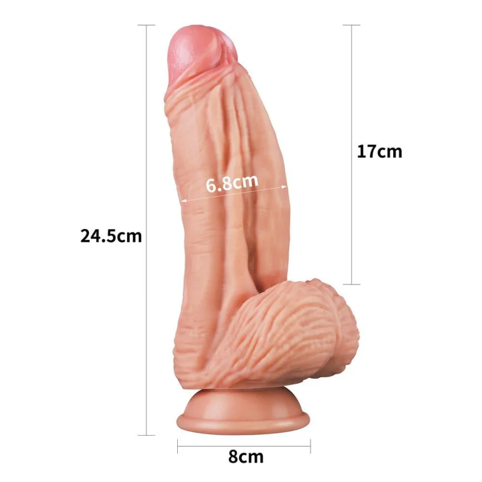 #4197 - Belden Bağlamalı Yeni Nesil Çift Katmanlı 24,5cm Realistik Dildo Penis