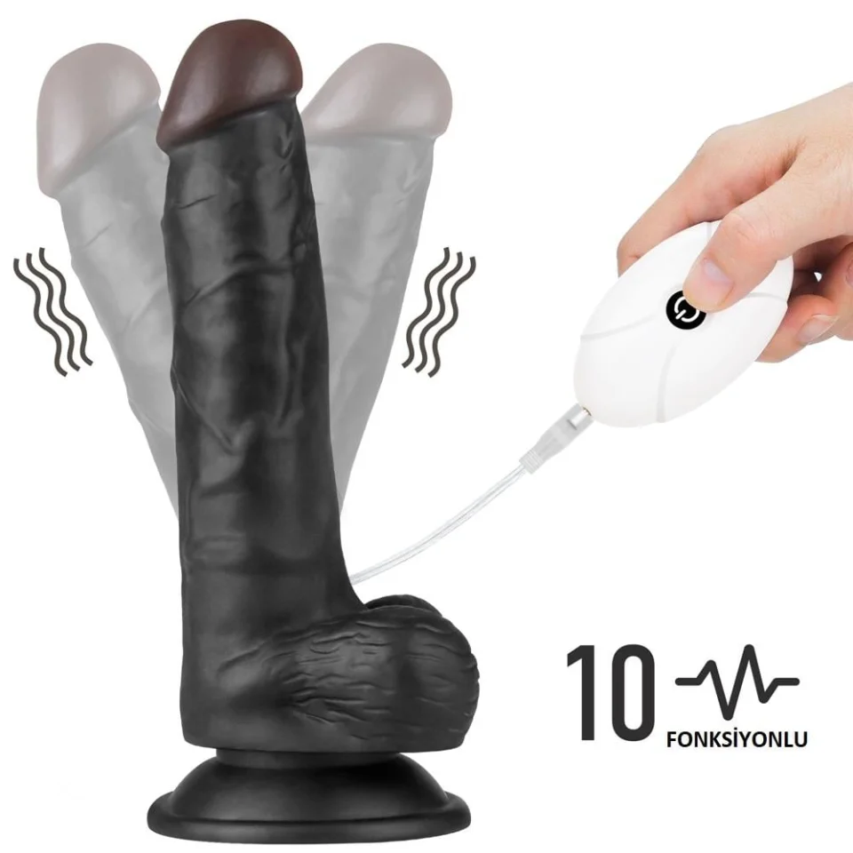 #4218 - 20 cm Belden Bağlamalı İçi Dolu Titreşimli Zenci Strapon Dildo