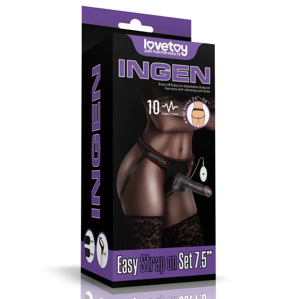 #4222 - 20 cm Belden Bağlamalı İçi Dolu Titreşimli Zenci Strapon Dildo