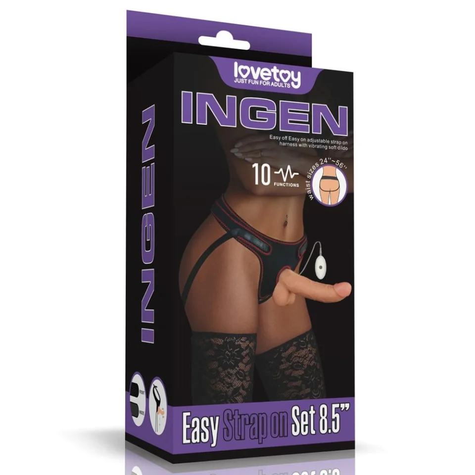 #4227 - 21,5 cm Belden Bağlamalı İçi Dolu Titreşimli Strapon Dildo