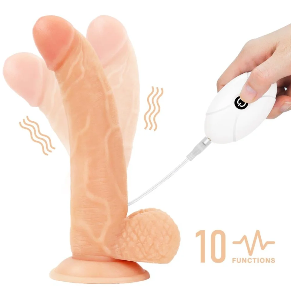#4233 - 21,5 cm Belden Bağlamalı İçi Dolu Titreşimli Strapon Dildo