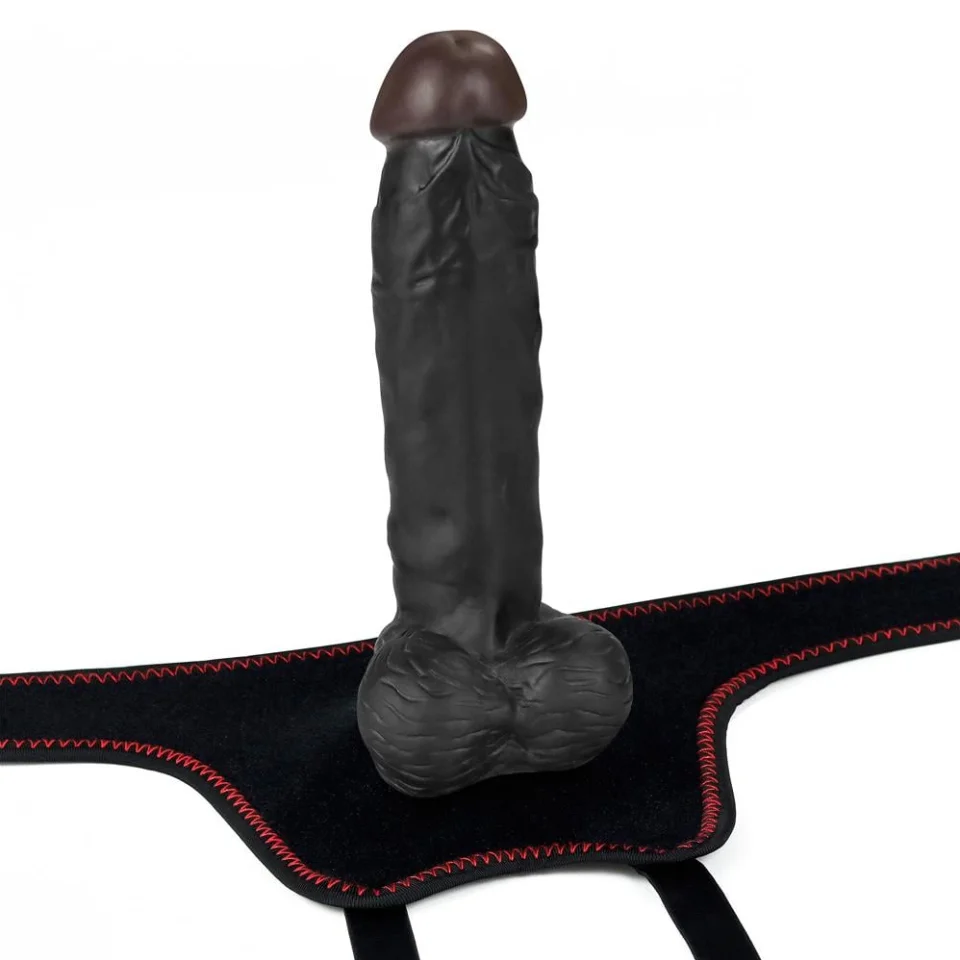 #4252 - 20 cm Belden Bağlamalı İçi Dolu Zenci Strapon Dildo