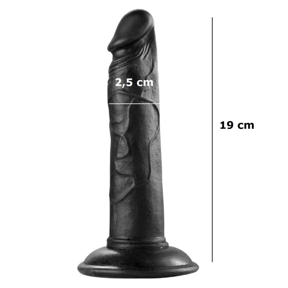 #374 - 19 cm Realistik Vantuzlu Testissiz Zenci Dildo Penis