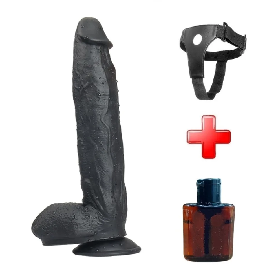 #4462 - 31 cm Belden Bağlamalı Vantuzlu Realistik Zenci Penis Dildo