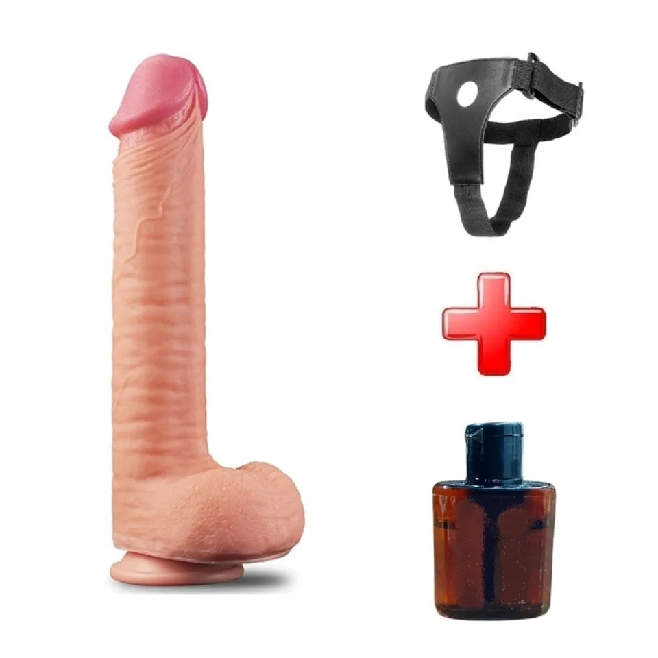 #4483 - Belden Bağlamalı Yeni Nesil Çift Katmanlı 30,5 cm Realistik Dev Dildo