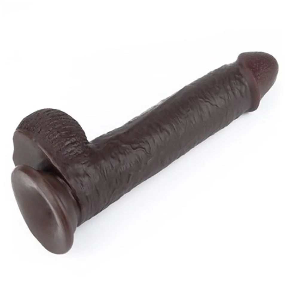 #4604 - Yeni Nesil Çift Katmanlı Belden Bağlamalı 23 cm Realistik Zenci Dildo