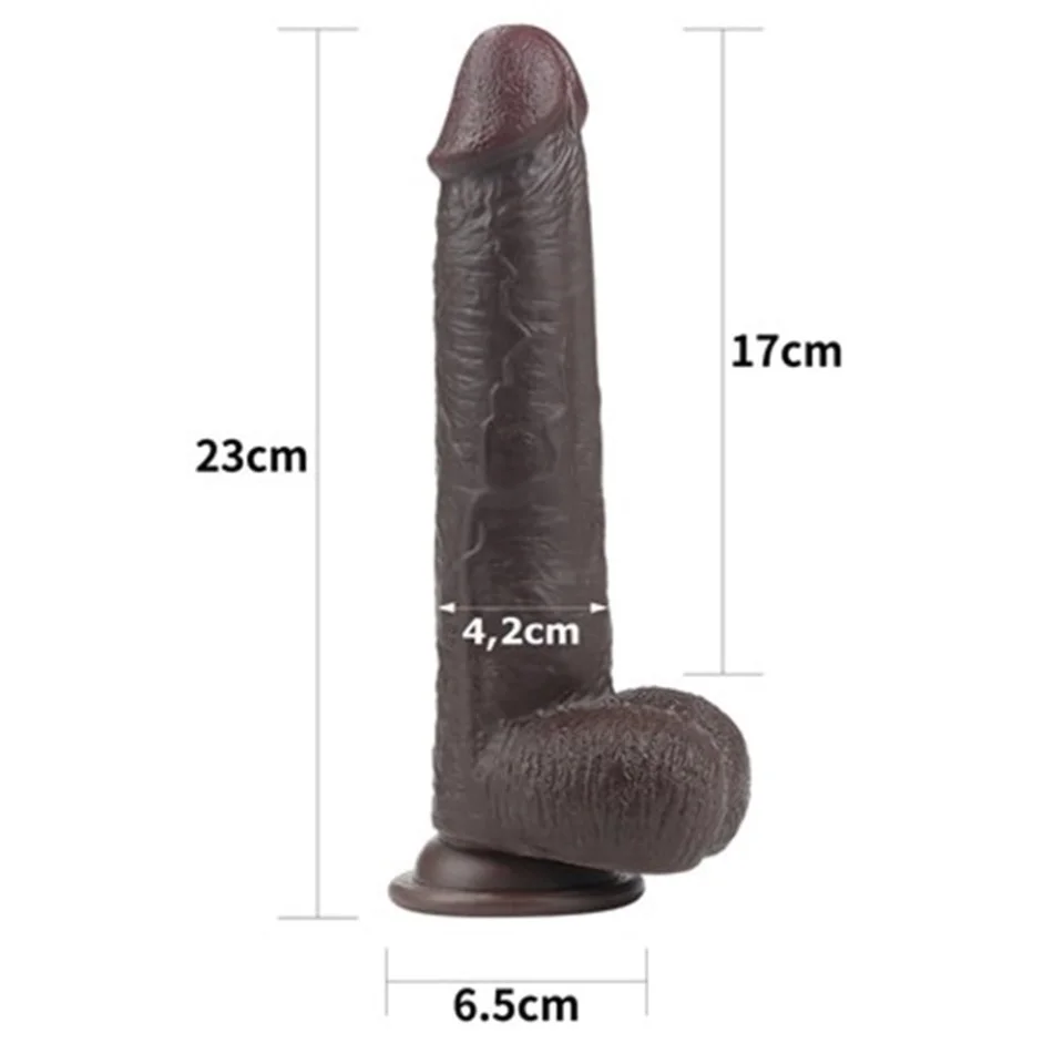 #4598 - Yeni Nesil Çift Katmanlı Belden Bağlamalı 23 cm Realistik Zenci Dildo