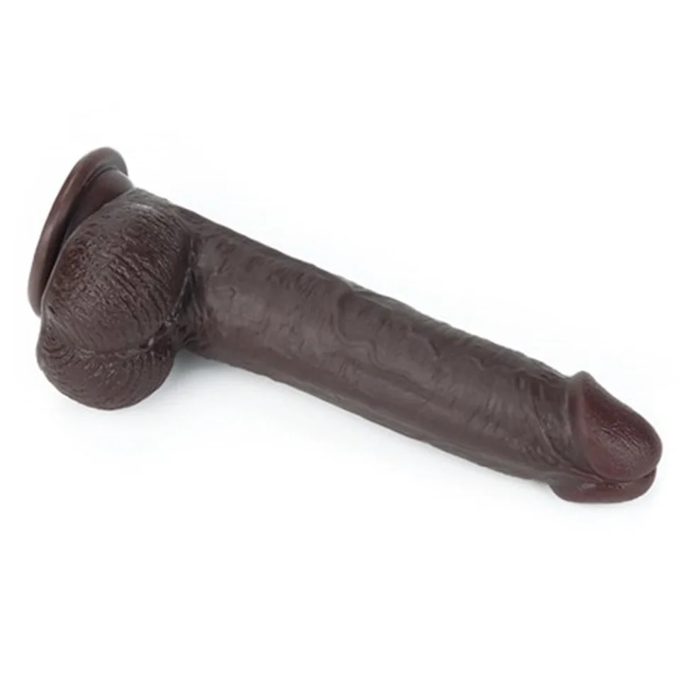 #4599 - Yeni Nesil Çift Katmanlı Belden Bağlamalı 23 cm Realistik Zenci Dildo