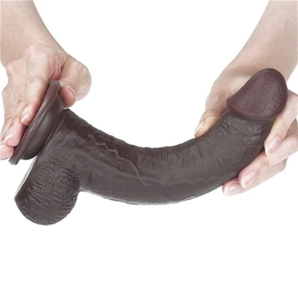 #4606 - Yeni Nesil Çift Katmanlı Belden Bağlamalı 23 cm Realistik Zenci Dildo