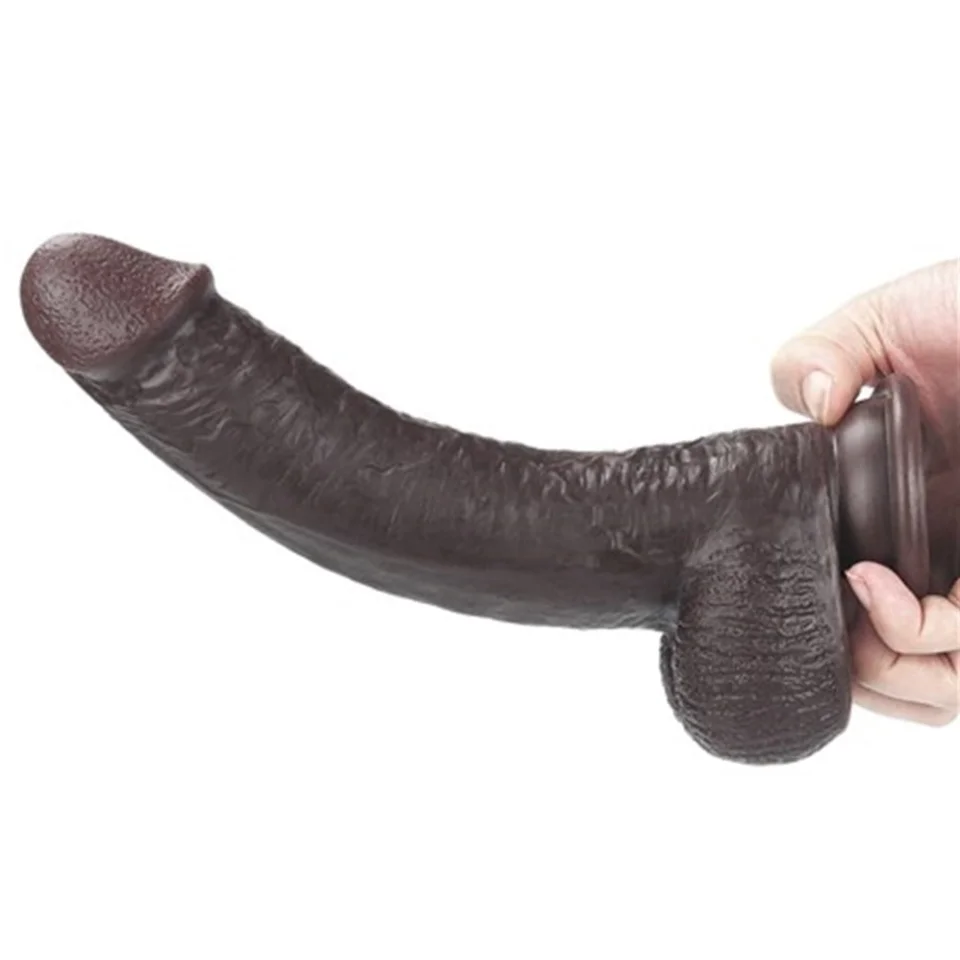 #4607 - Yeni Nesil Çift Katmanlı Belden Bağlamalı 23 cm Realistik Zenci Dildo