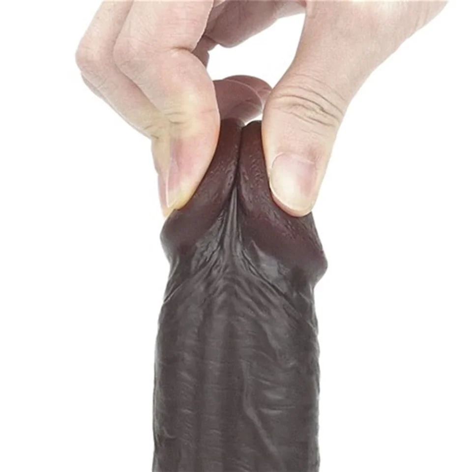 #4609 - Yeni Nesil Çift Katmanlı Belden Bağlamalı 23 cm Realistik Zenci Dildo