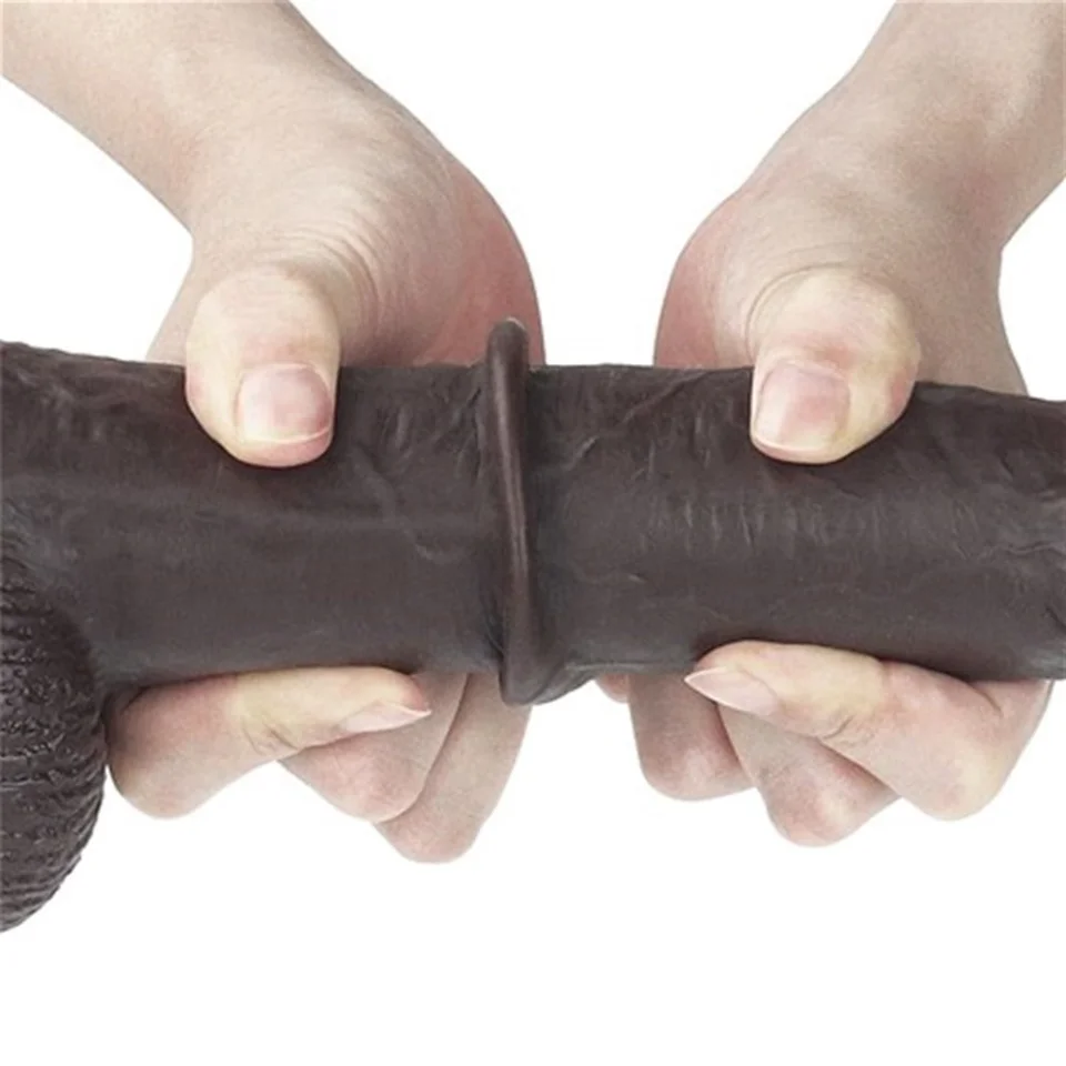 #4611 - Yeni Nesil Çift Katmanlı Belden Bağlamalı 23 cm Realistik Zenci Dildo