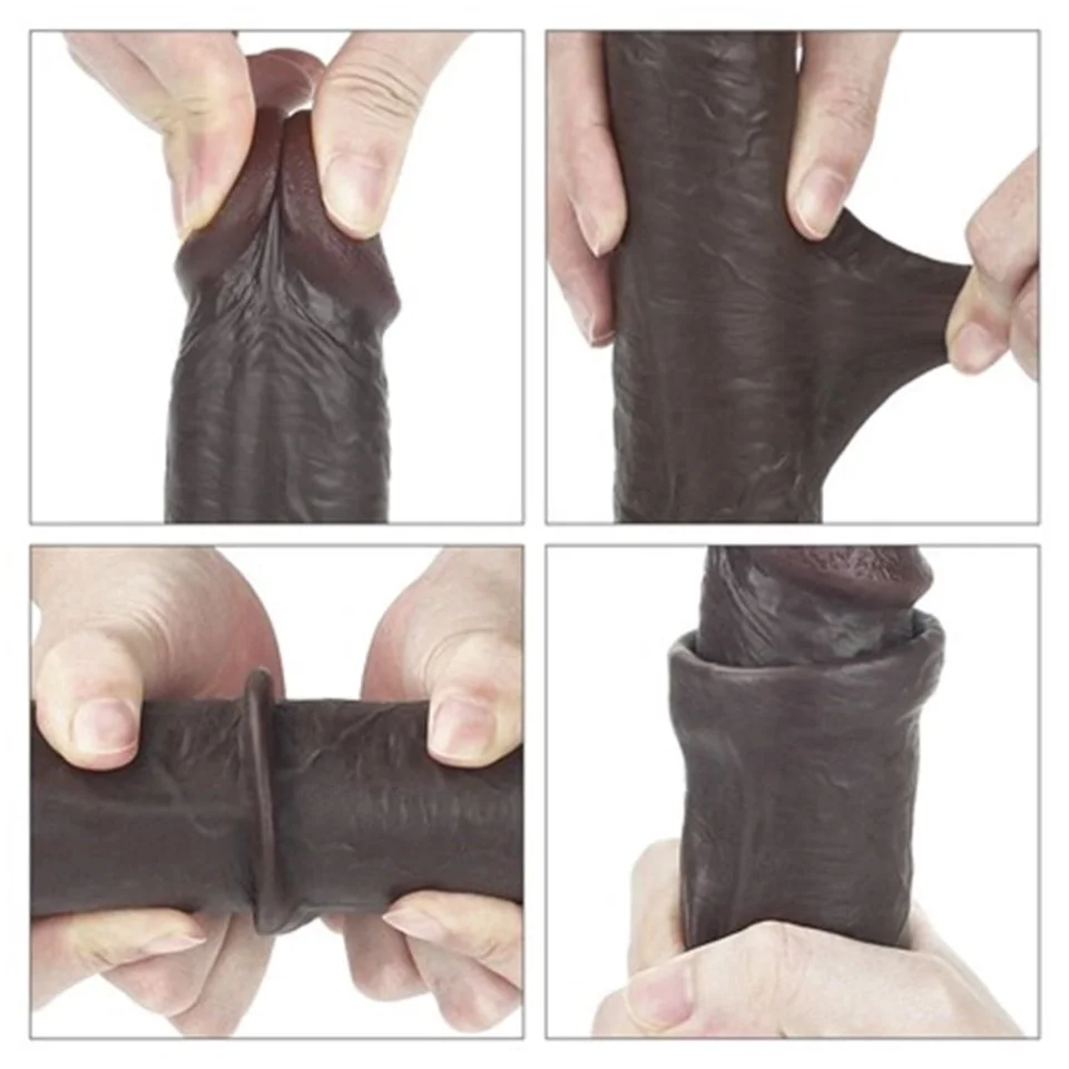 #4612 - Yeni Nesil Çift Katmanlı Belden Bağlamalı 23 cm Realistik Zenci Dildo
