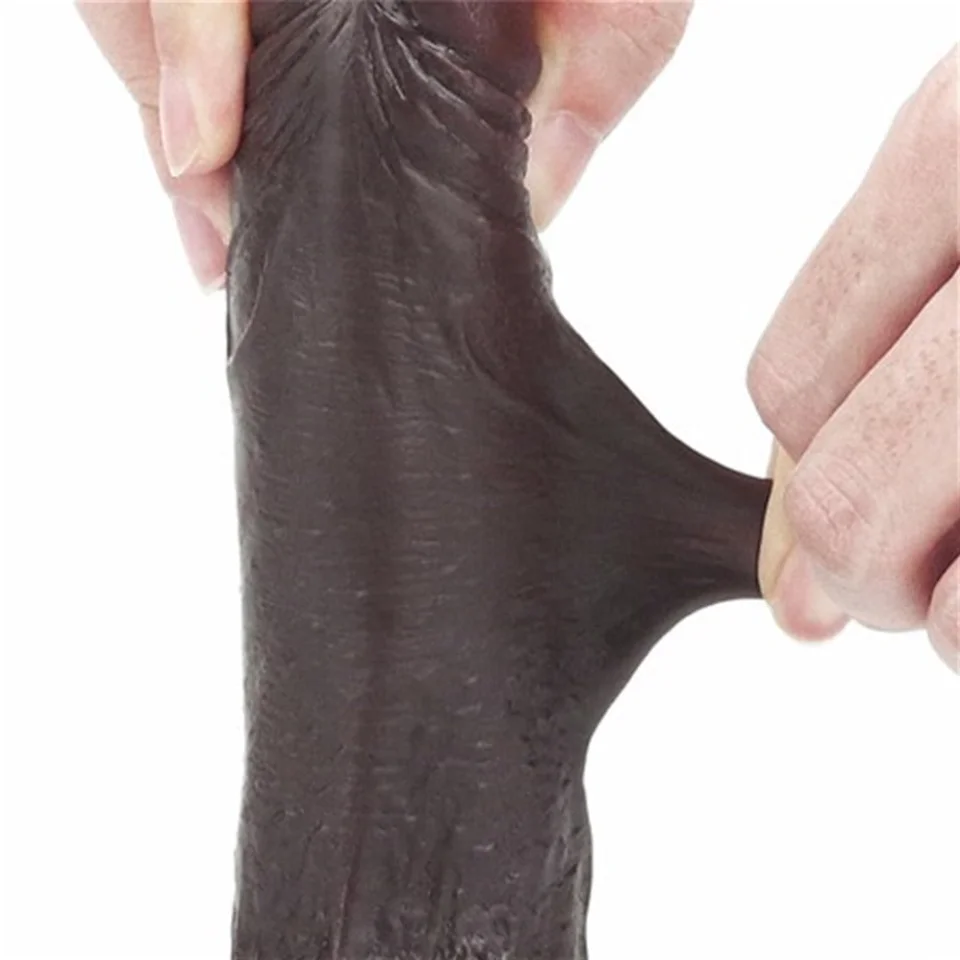 #4626 - Yeni Nesil Çift Katmanlı Belden Bağlamalı 17,5cm Realistik Zenci Dildo