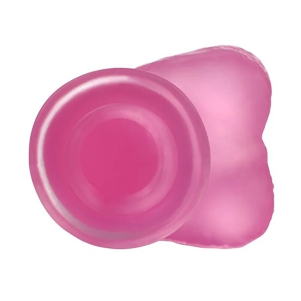 #4763 - 17,5 cm Belden Bağlamalı Şeffaf Realistik Damarlı Vantuzlu Pembe Dildo