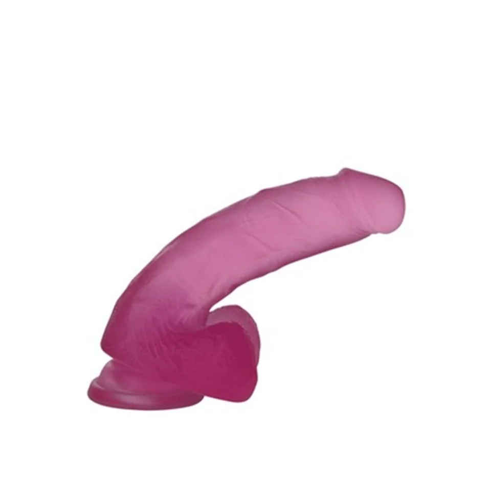 #4766 - 17,5 cm Belden Bağlamalı Şeffaf Realistik Damarlı Vantuzlu Pembe Dildo