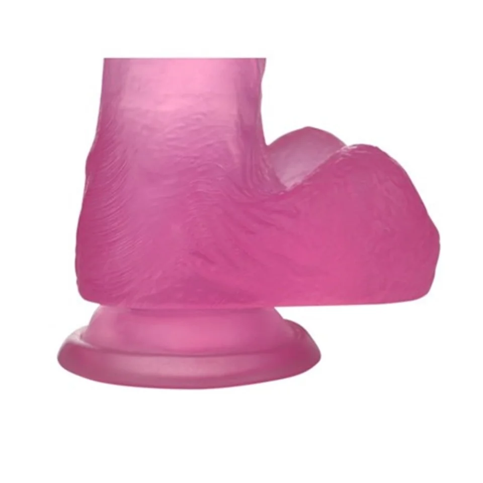 #4765 - 17,5 cm Belden Bağlamalı Şeffaf Realistik Damarlı Vantuzlu Pembe Dildo