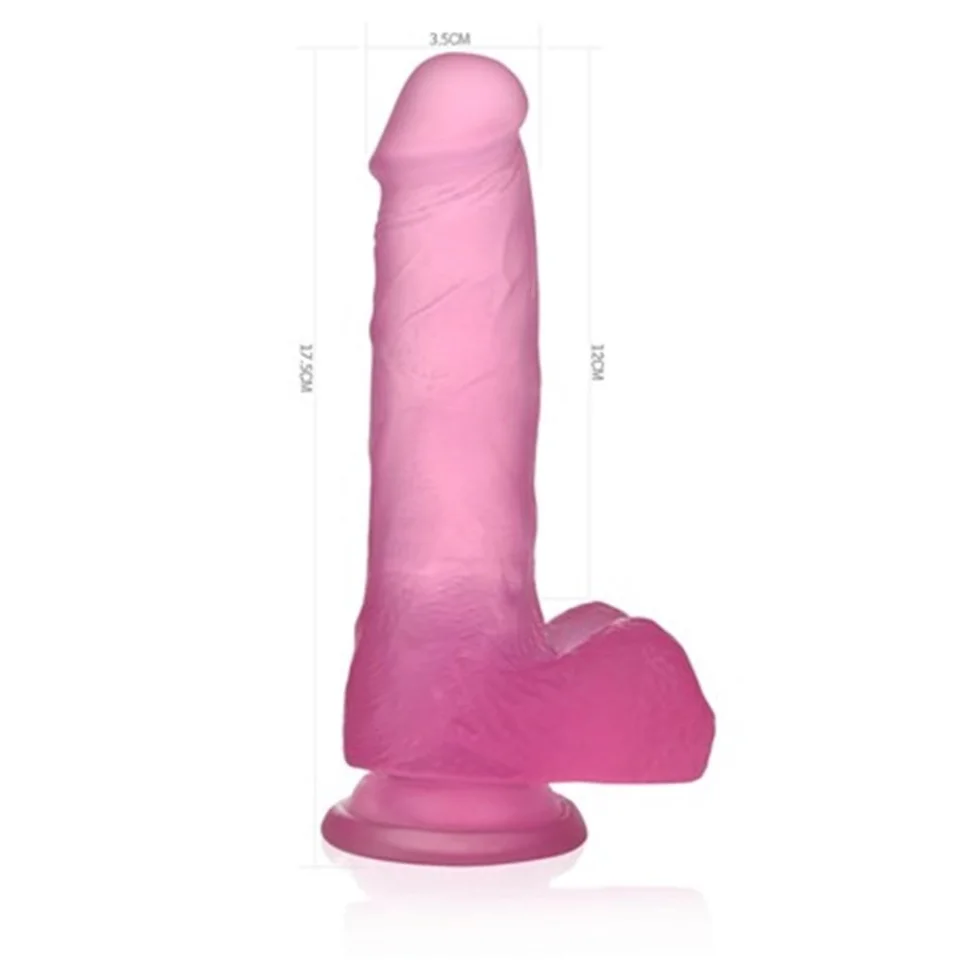 #4768 - 17,5 cm Belden Bağlamalı Şeffaf Realistik Damarlı Vantuzlu Pembe Dildo