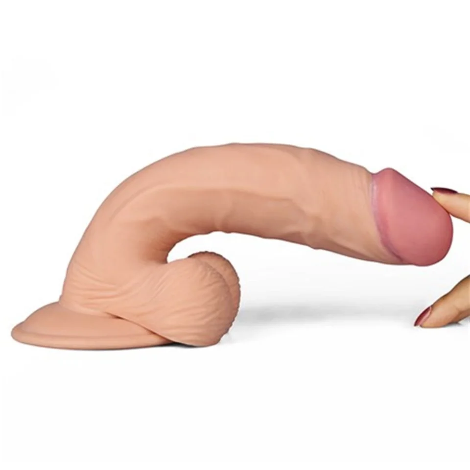 #4771 - Gerçekçi Çift Katmanlı Titreşimli Silikon Penis - 22 cm Belden Bağlamalı Vomentrend