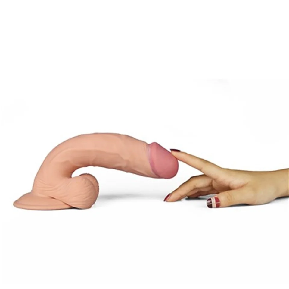 #4774 - Gerçekçi Çift Katmanlı Titreşimli Silikon Penis - 22 cm Belden Bağlamalı Vomentrend