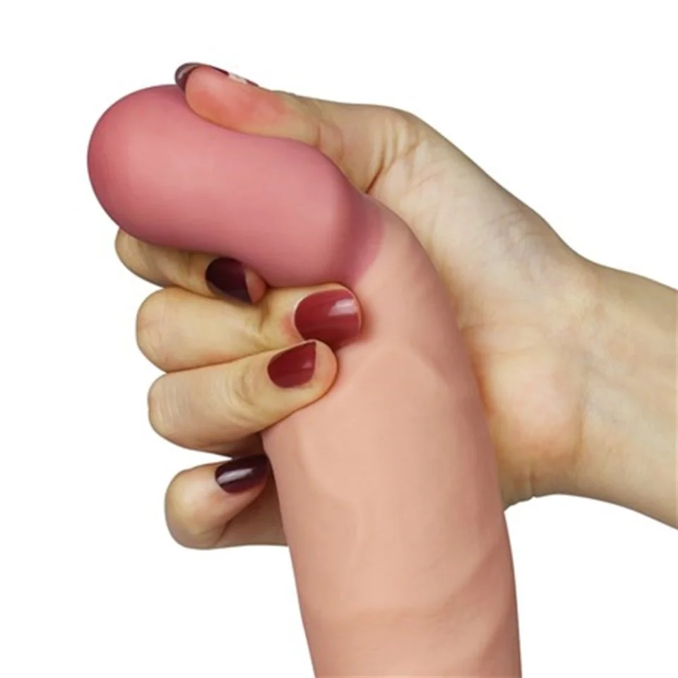 #4776 - Gerçekçi Çift Katmanlı Titreşimli Silikon Penis - 22 cm Belden Bağlamalı Vomentrend