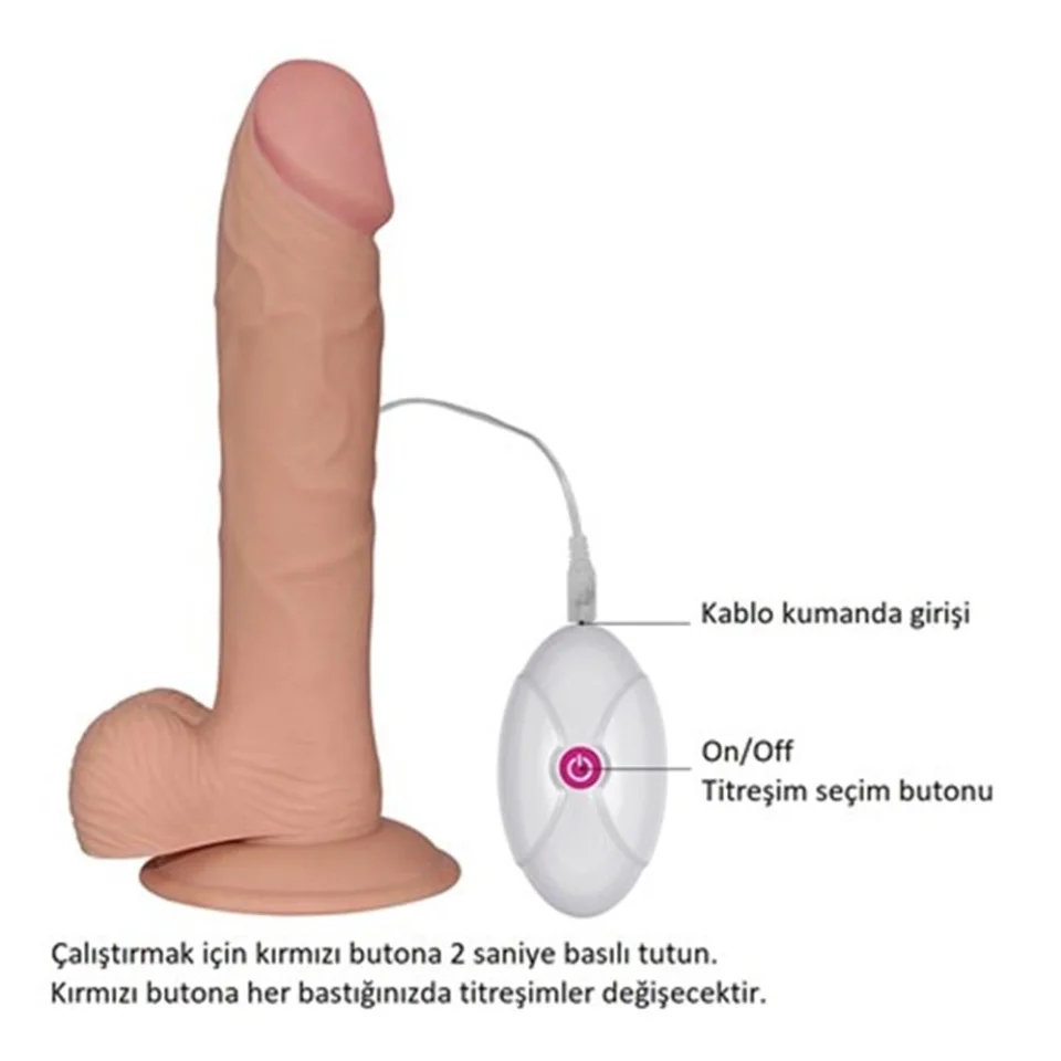 #4778 - Gerçekçi Çift Katmanlı Titreşimli Silikon Penis - 22 cm Belden Bağlamalı Vomentrend